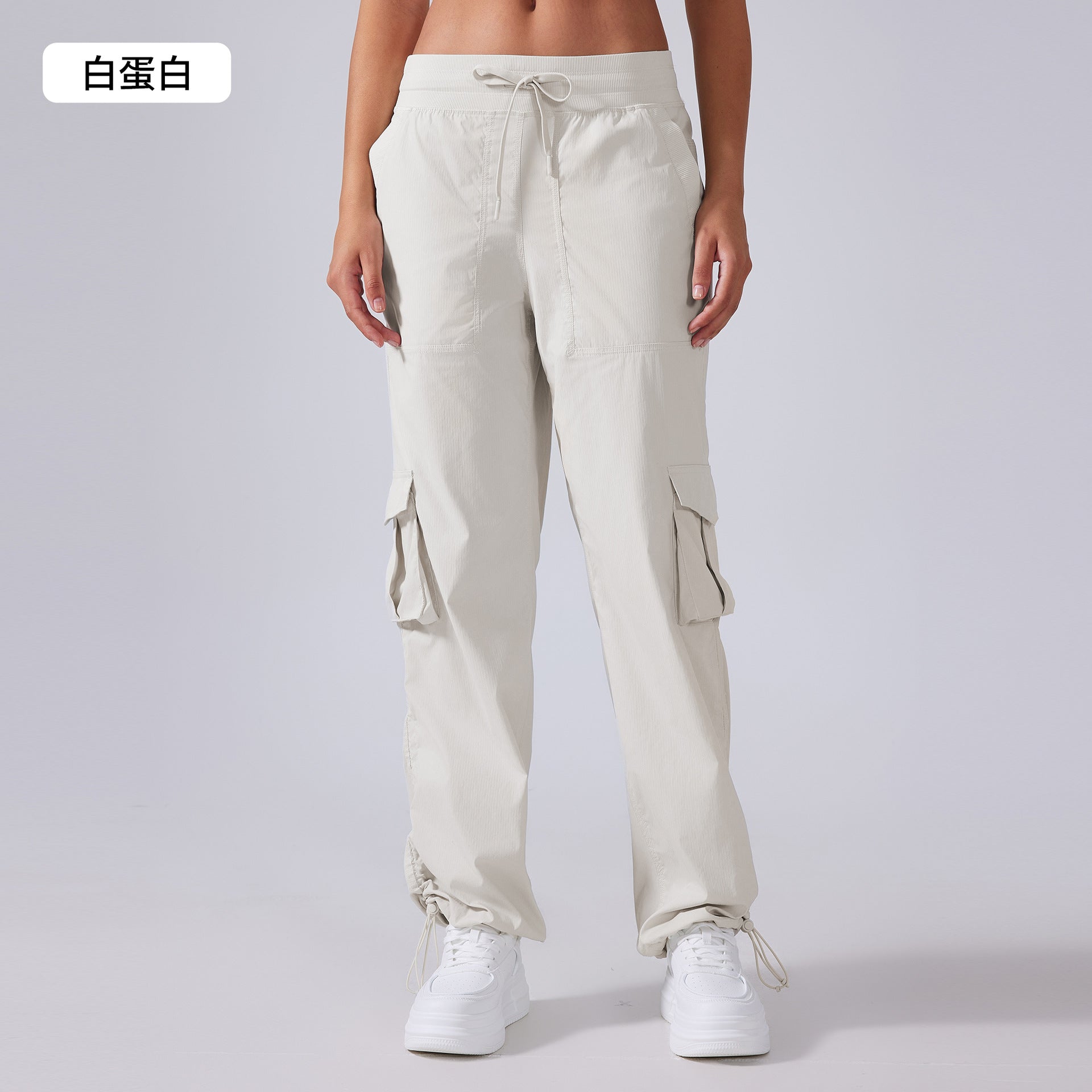 Women's new Joker running lightweight quick-drying multi-pocket wide-leg overalls