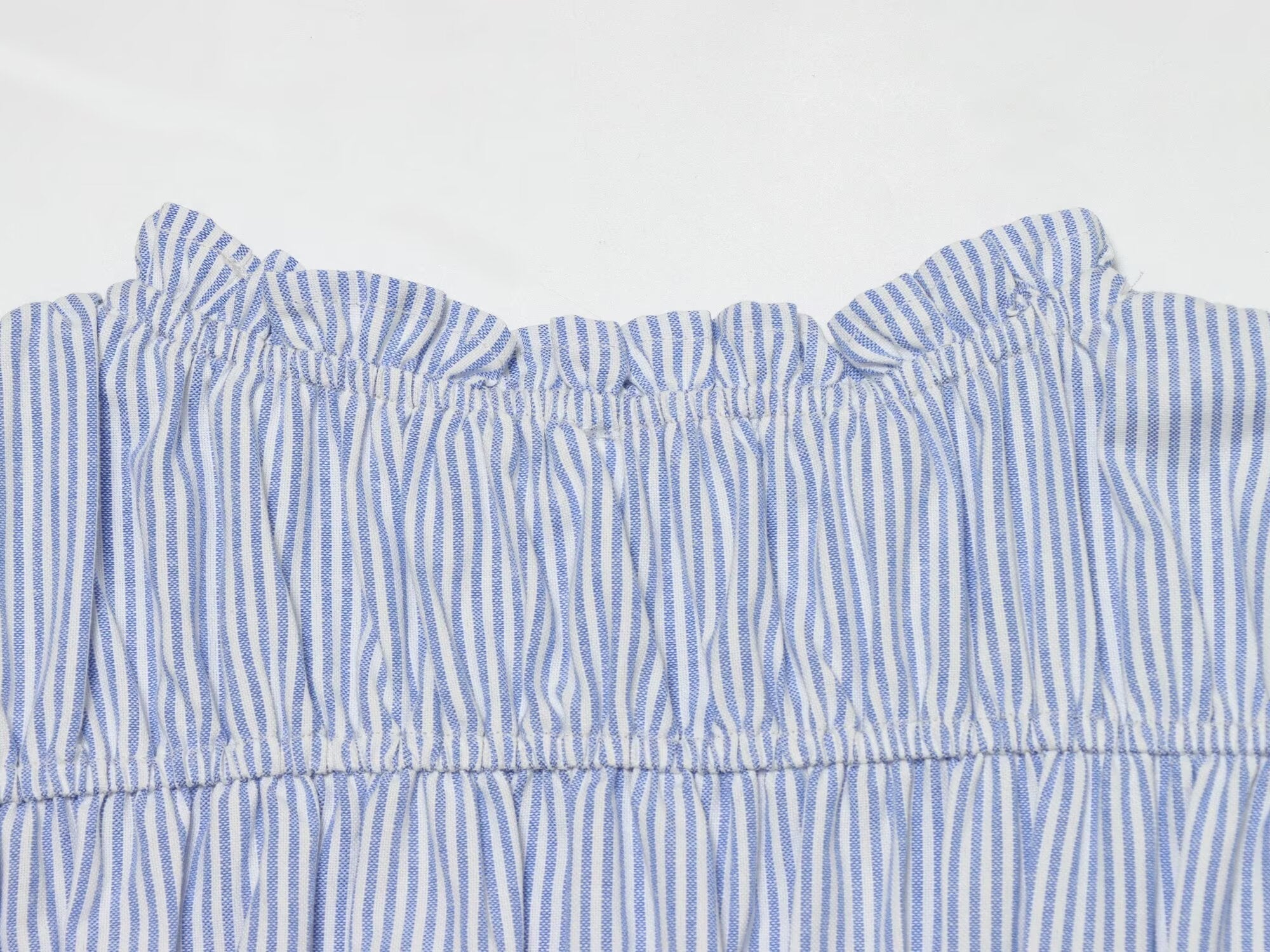 Women's lace up decorative elastic striped top